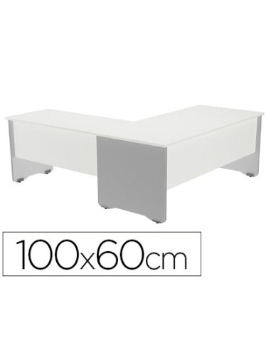 Ala para mesa rocada serie work 100x60 cm acabado ab04 aluminio blanco