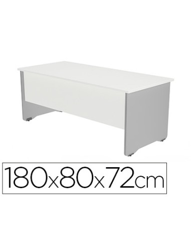 Mesa oficina rocada serie work 180x80 cm acabado ab04 aluminio blanco