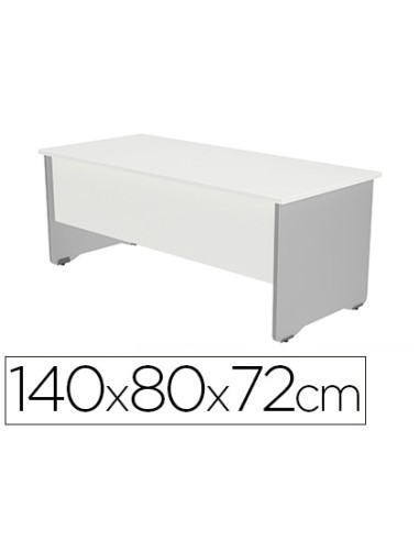 Mesa oficina rocada serie work 140x80 cm acabado ab04 aluminio blanco
