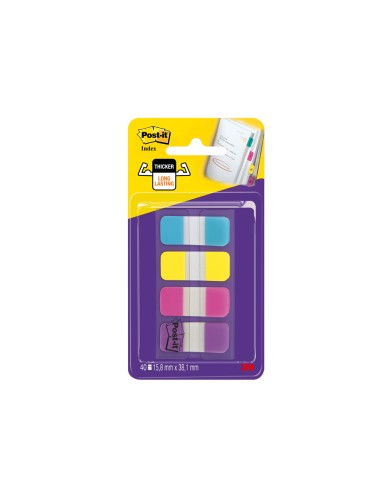 Banderitas separadoras rigidas dispensador 4 colores amarillo azul rosa y violeta post it index 676 aypv eu