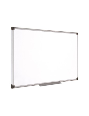 Pizarra blanca bi office magnetica maya w ceramica vitrificada marco de aluminio 180 x 90 cm con bandeja para
