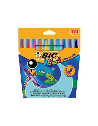 Rotulador bic kids visaquarelle estuche de 10 colores punta pincel tinta base de agua