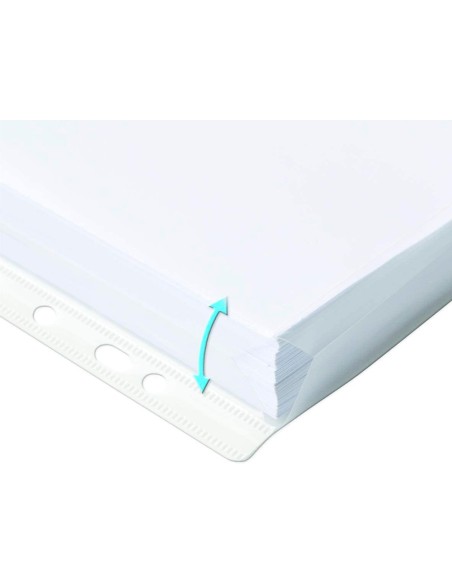 Funda multitaladro q connect con fuelle din a4 pvc 180 micras bolsa de 5