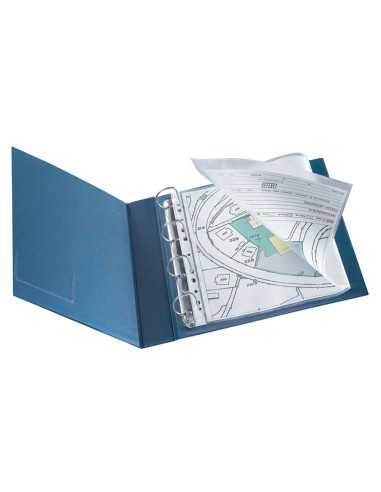 Funda multitaladro q connect din a3 apaisada 80 micras cristal con apertura superior bolsa de 10