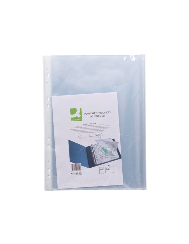 Funda multitaladro q connect din a3 apaisada 80 micras cristal con apertura superior bolsa de 10