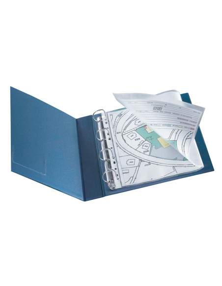 Funda multitaladro q connect din a4 80 micras cristal con apertura superior y lateral izquierda bolsa de 25 unidades