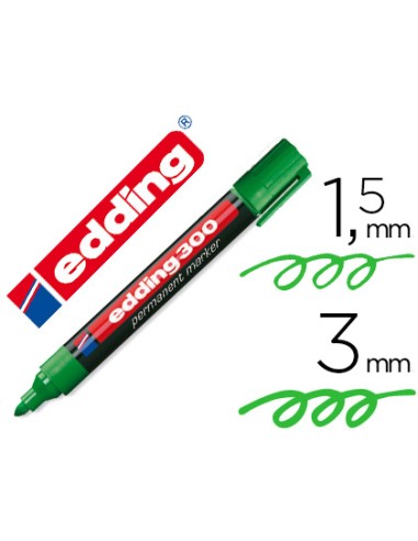 Rotulador edding marcador permanente 300 verde punta redonda 15 3 mm recargable