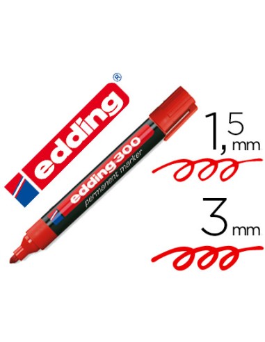Rotulador edding marcador permanente 300 rojo punta redonda 15 3 mm recargable
