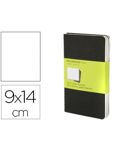 Libreta moleskine tapa dura liso 64 hojas con 16 hojas desmontables color negro pack de 3 unidades 90x140 mm