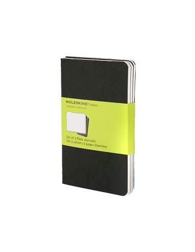 Libreta moleskine tapa dura liso 64 hojas con 16 hojas desmontables color negro pack de 3 unidades 90x140 mm