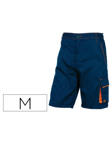 Pantalon de trabajo deltaplus bermuda cintura ajustable 5 bolsillos color azul naranjatalla m