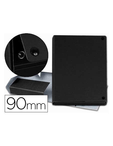 Carpeta proyectos pardo folio lomo 90 mm carton forrado negro con broche