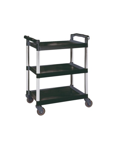 Carro de servicio multifuncional q connect 3 estantes de polipropileno 830x420x970 mm