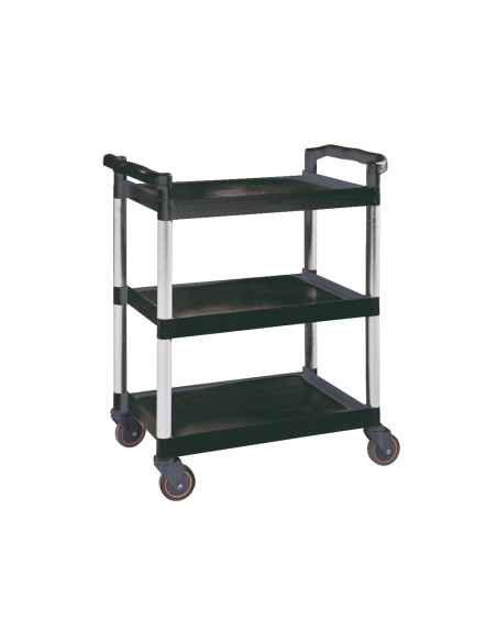 Carro de servicio multifuncional q connect 3 estantes de polipropileno 830x420x970 mm