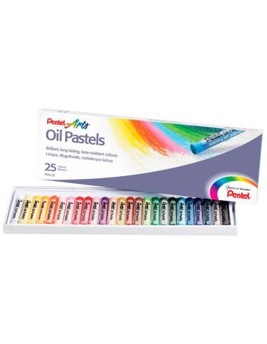 Lapices pentel oil pastel caja de 25 colores surtidos