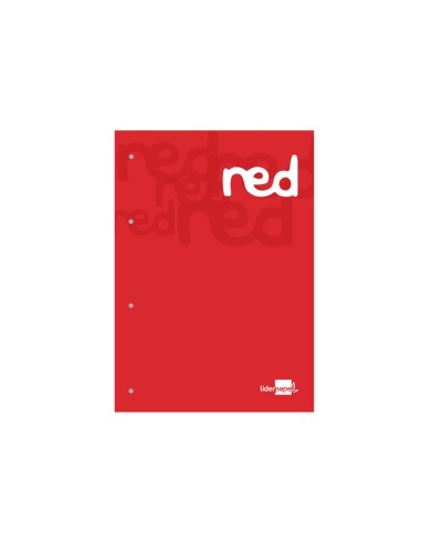 Bloc encolado liderpapel cuadro 5 mm rojo a4 natural 100 hojas 100 g m2