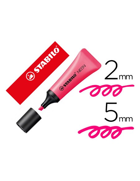Rotulador stabilo fluorescente 72 rosa neon