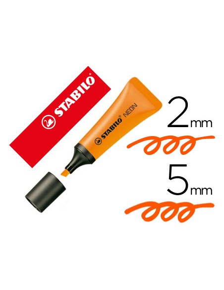 Rotulador stabilo fluorescente 72 naranja neon