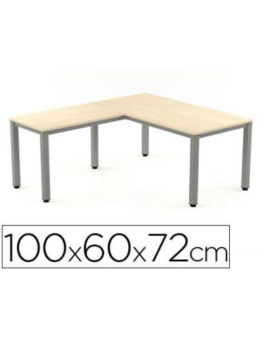 Ala para mesa rocada serie executive 60x 100 cm derecha o izquierda acabado ad01 aluminio haya