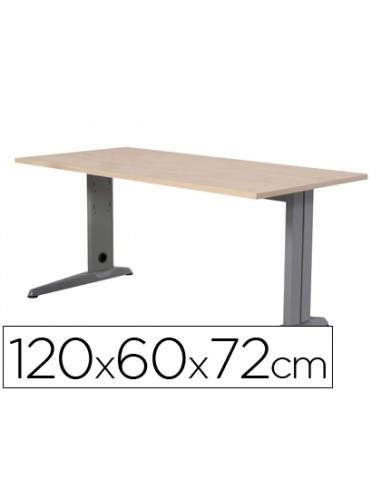 Mesa de oficina rocada metal 2000ac01 aluminio haya 120x60 cm