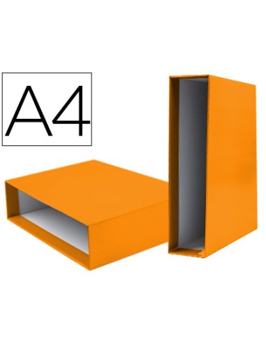 Caja archivador liderpapel de palanca carton din a4 documenta lomo 82mm color naranja