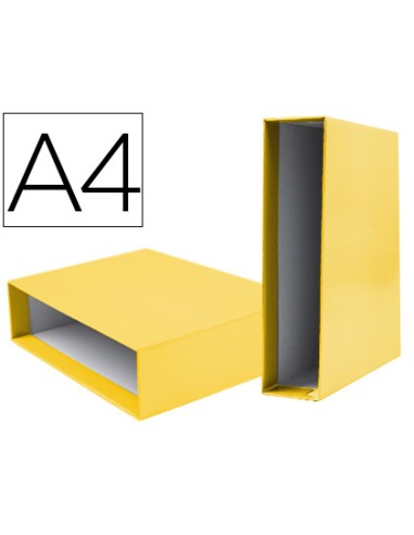 Caja archivador liderpapel de palanca carton din a4 documenta lomo 82mm color amarillo
