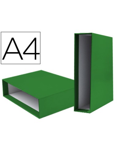 Caja archivador liderpapel de palanca carton din a4 documenta lomo 82mm color verde