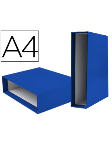 Caja archivador liderpapel de palanca carton din a4 documenta lomo 82mm color azul