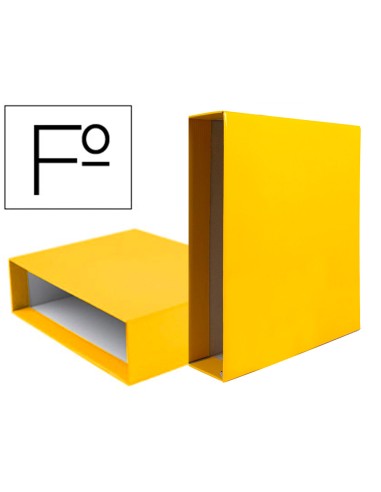 Caja archivador liderpapel de palanca carton folio documenta lomo 82mm color amarillo