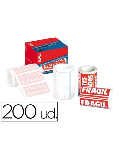 Etiquetas apli fragil 50x100 mm rollo con 200 unidades