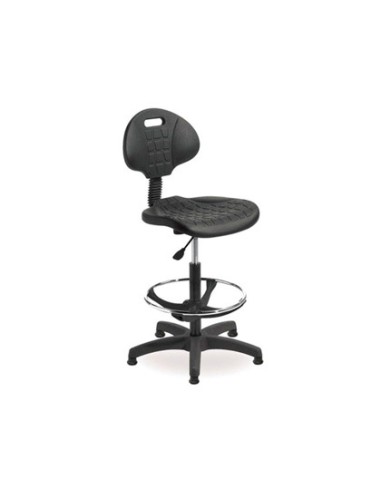Taburete con respaldo rocada regulable en altura con asiento y respaldo en polimero con tacos