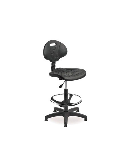 Taburete con respaldo rocada regulable en altura con asiento y respaldo en polimero con tacos Taburete con respaldo rocada regulable en altura con asiento y respaldo en polimero con tacos