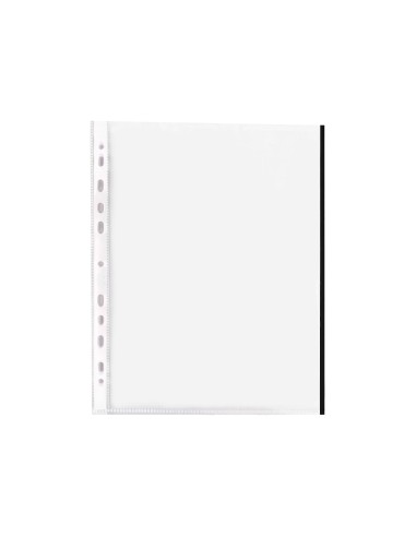 Funda multitaladro q connect din a4 70 mc pp cristal con borde negro bolsa de 10 uds