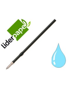 Recambio boligrafo liderpapel gummy touch retractil 10 mm tinta celeste bolsa de 10 unidades
