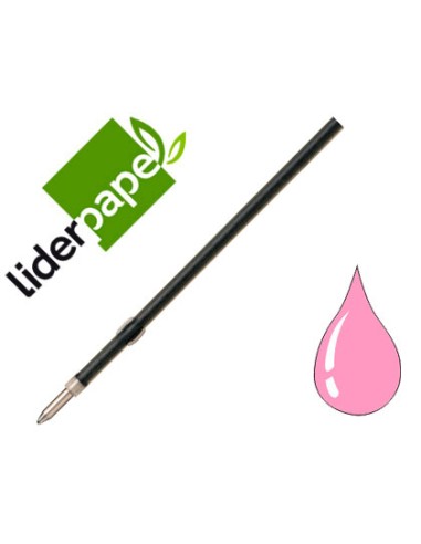 Recambio boligrafo liderpapel gummy touch retractil 10 mm tinta rosa bolsa de 10 unidades