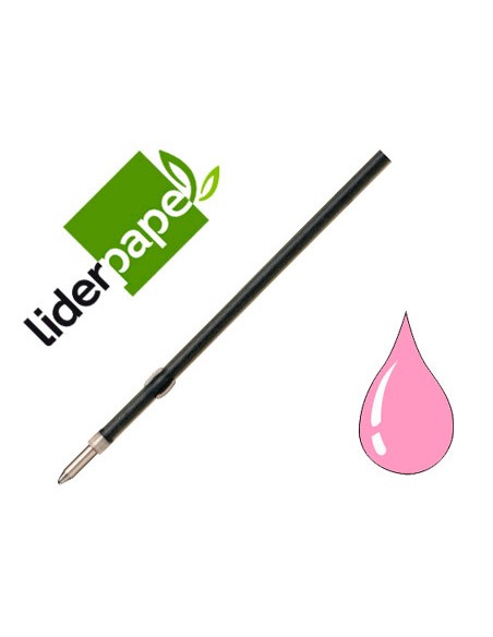 Recambio boligrafo liderpapel gummy touch retractil 10 mm tinta rosa bolsa de 10 unidades