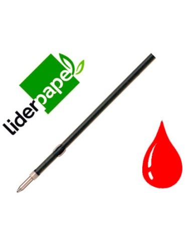 Recambio boligrafo liderpapel gummy touch retractil 10 mm tinta roja bolsa de 10 unidades