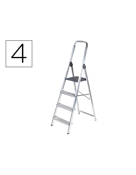 Escalera q connect de aluminio 4 peldanos 860x462x1470 mm peso maximo 150 kg en 131