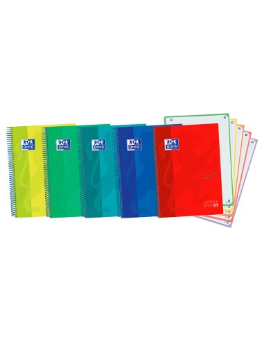 Cuaderno espiral oxford ebook 5 tapa extradura din a4 120 h microperforadas cuadro 5 mm colores vivos surtidos