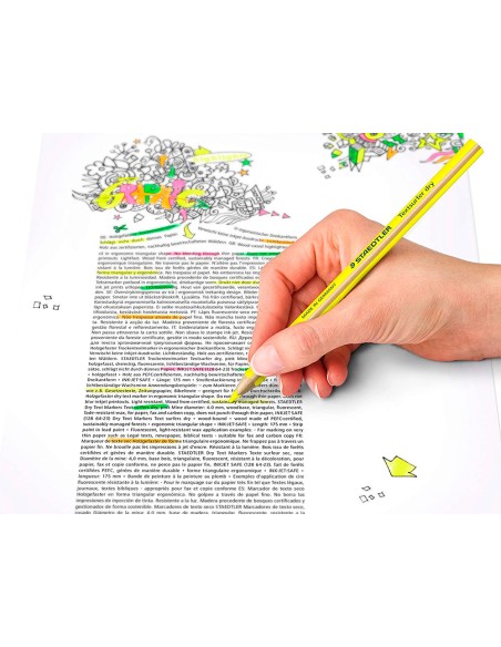 Lapices fluorescente staedtler triangular top star amarillo caja de 12 unidades
