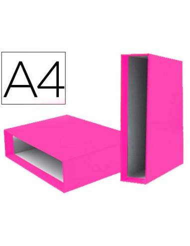 Caja archivador liderpapel de palanca carton din a4 documenta lomo 75 mm rosa
