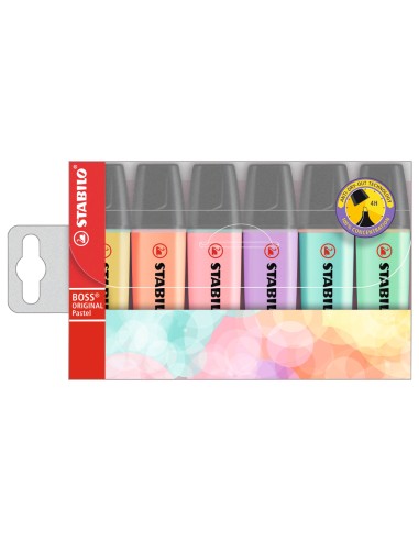 Rotulador stabilo boss pastel fluorescente 70 estuche de 6 unidades surtidas