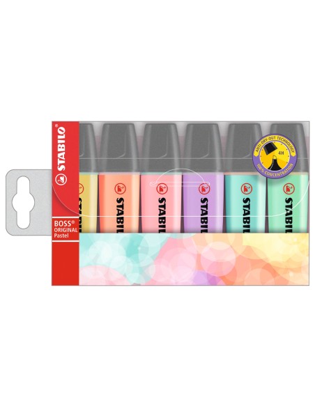 Rotulador stabilo boss pastel fluorescente 70 estuche de 6 unidades surtidas
