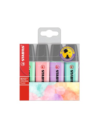 Rotulador stabilo boss pastel fluorescente 70 estuche de 4 unidades surtidas
