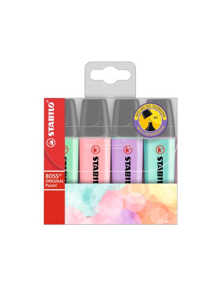 Rotulador stabilo boss pastel fluorescente 70 estuche de 4 unidades surtidas