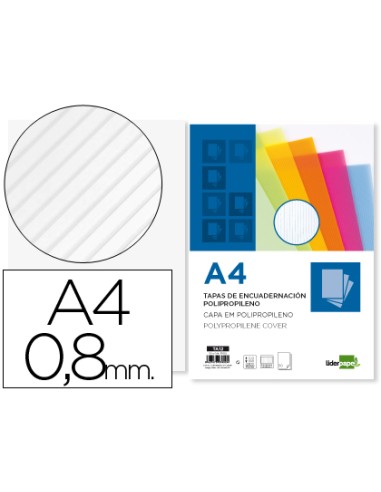 Tapa encuadernacion liderpapel polipropileno ondulado a4 08 mm transparente paquete de 50 uds