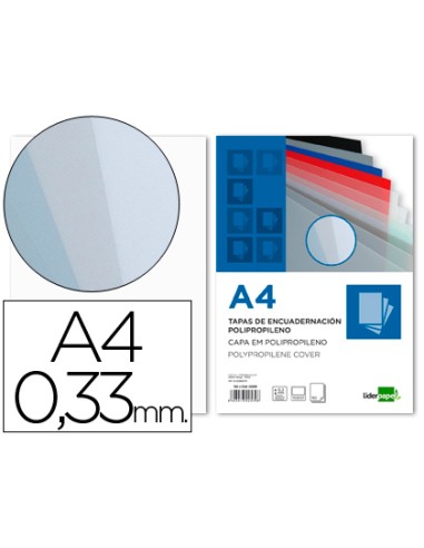 Tapa encuadernacion liderpapel polipropileno a4 033mm translucida paquete de 150 unidades
