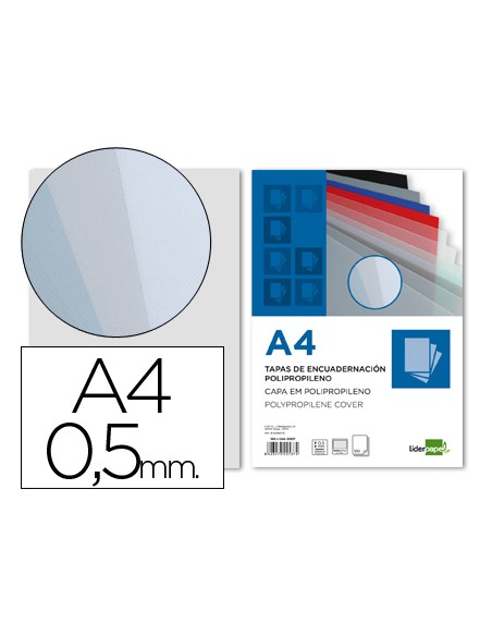 Tapa encuadernacion liderpapel polipropileno a4 05mm ahumada paquete de 100 unidades