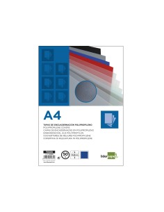 Tapa encuadernacion liderpapel polipropileno a4 08mm azul opaco paquete de 50unidades