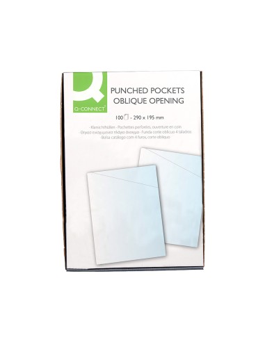 Funda protectora q connect corte oblicuo 290x195 cristal sin taladros pvc 90mc caja de 100 unidades